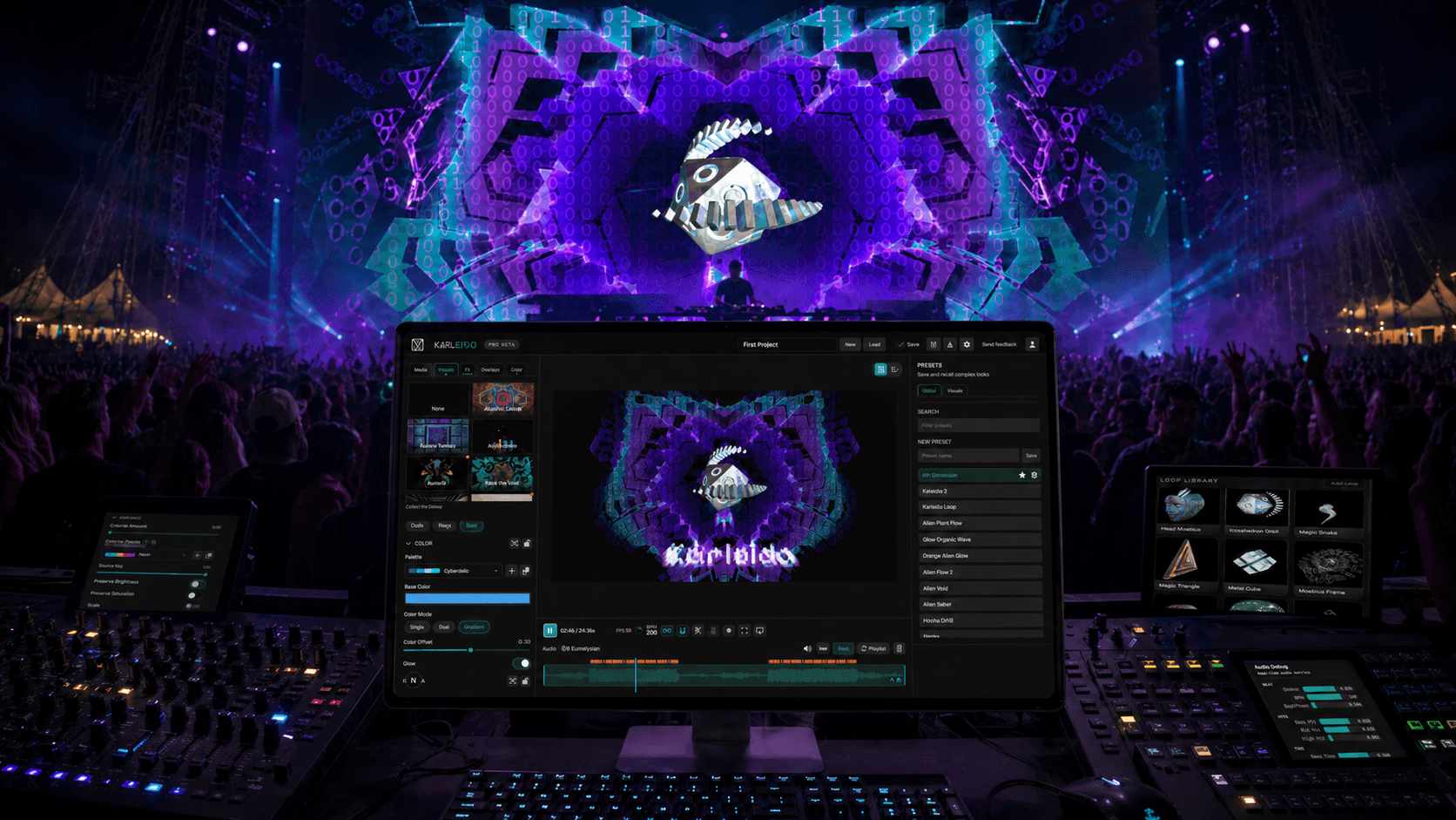 Festival stage with Karleido visuals